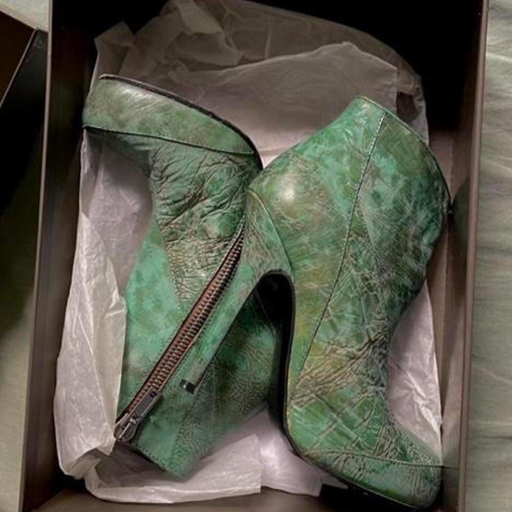 Rick Owens Jade Green Scarpa Heeled Boots